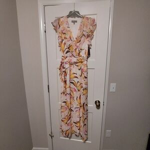 Donna Ricco Floral Wrap Dress Flutter Sleeves Size 6 NWT